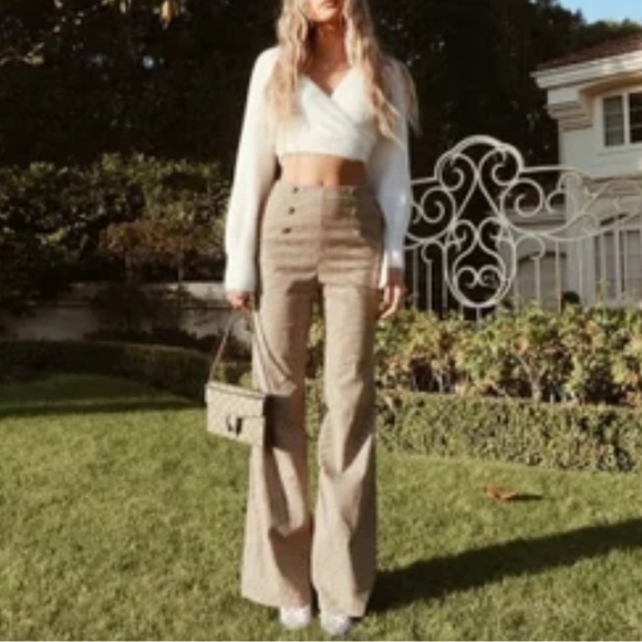 REVOLVE Cream Flare Pants - Picture 2 of 12